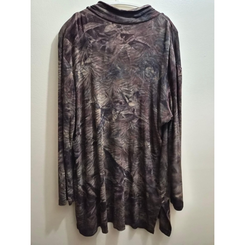 Slinky Brand Vintage Y2K Tie Dye Cardigan Green Brown White Collar Large USA - Picture 4 of 4
